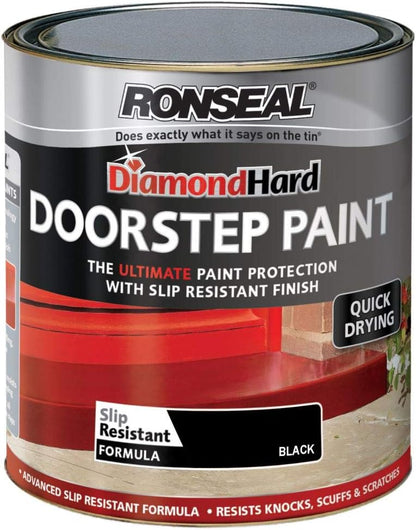 Ronseal Doorstop Paint Tile Black Satin Doorstep Paint, 750ml