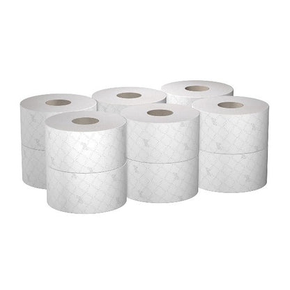 Scott Essential Jumbo Roll Toilet Tissue 8615 - 2 Ply Toilet Paper - 12 Rolls x 500 White Toilet Paper Sheets (2,400m)