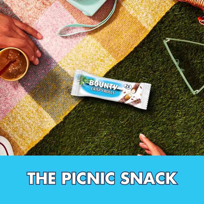 Bounty Crispy Rolls, Milk Chocolate, Coconut, Biscuit Snack bar, Single Pack 23.4 g (1 x 24 Bars)