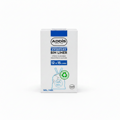 Addis 50–60L Bin Liners with Drawstring | 1 x Roll 15 Bags