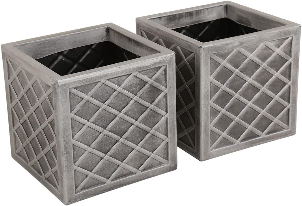 Lazio Pewter Small 32cm Square Planter (GN697-PEW-ST)
