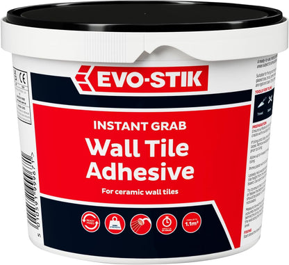 Evo-Stik Wall Tile Adhesive | Instant Grab | Multi Surface| 2.5L Tub