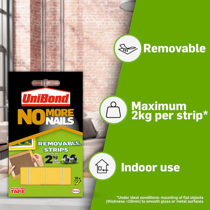 Unibond No More Nails Removable Translucent Strips Ref 781739 - Pack 10
