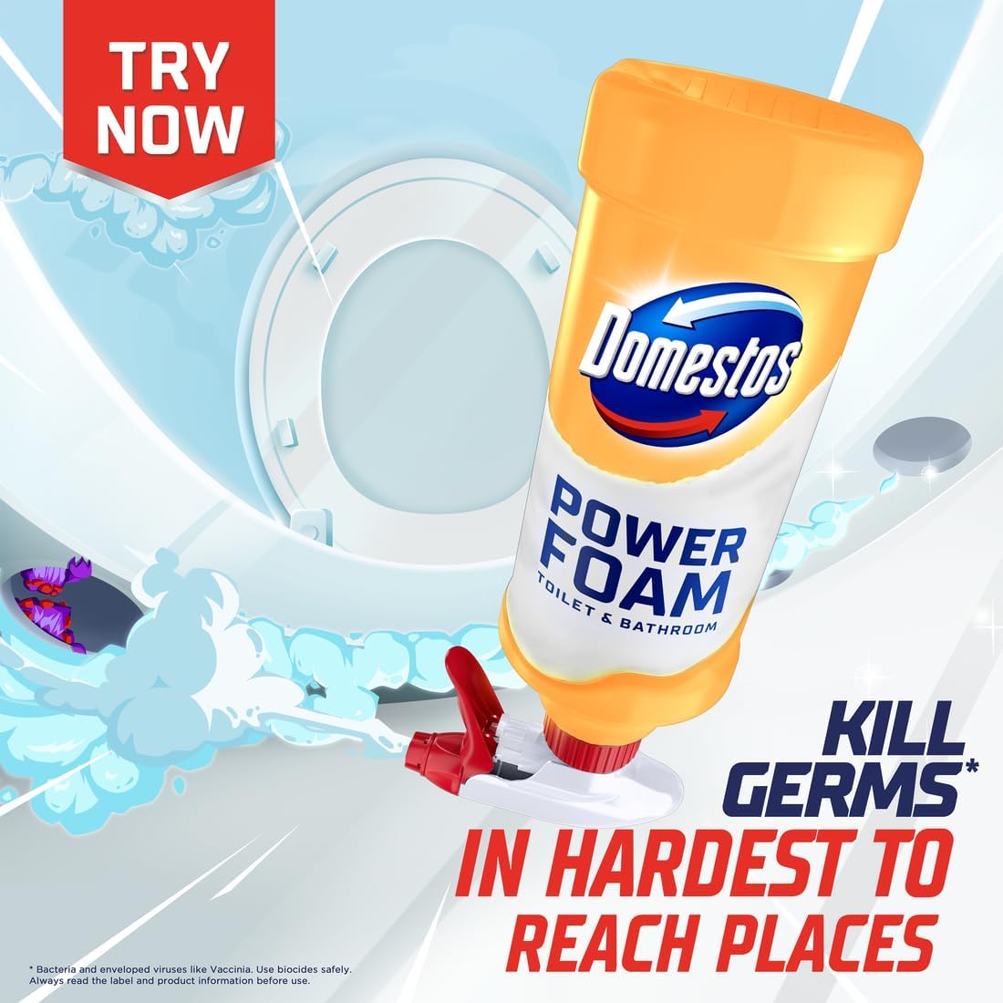 Domestos Power Foam | Citrus Blast |  Toilet & Bathroom Cleaner | 1 x 650ml