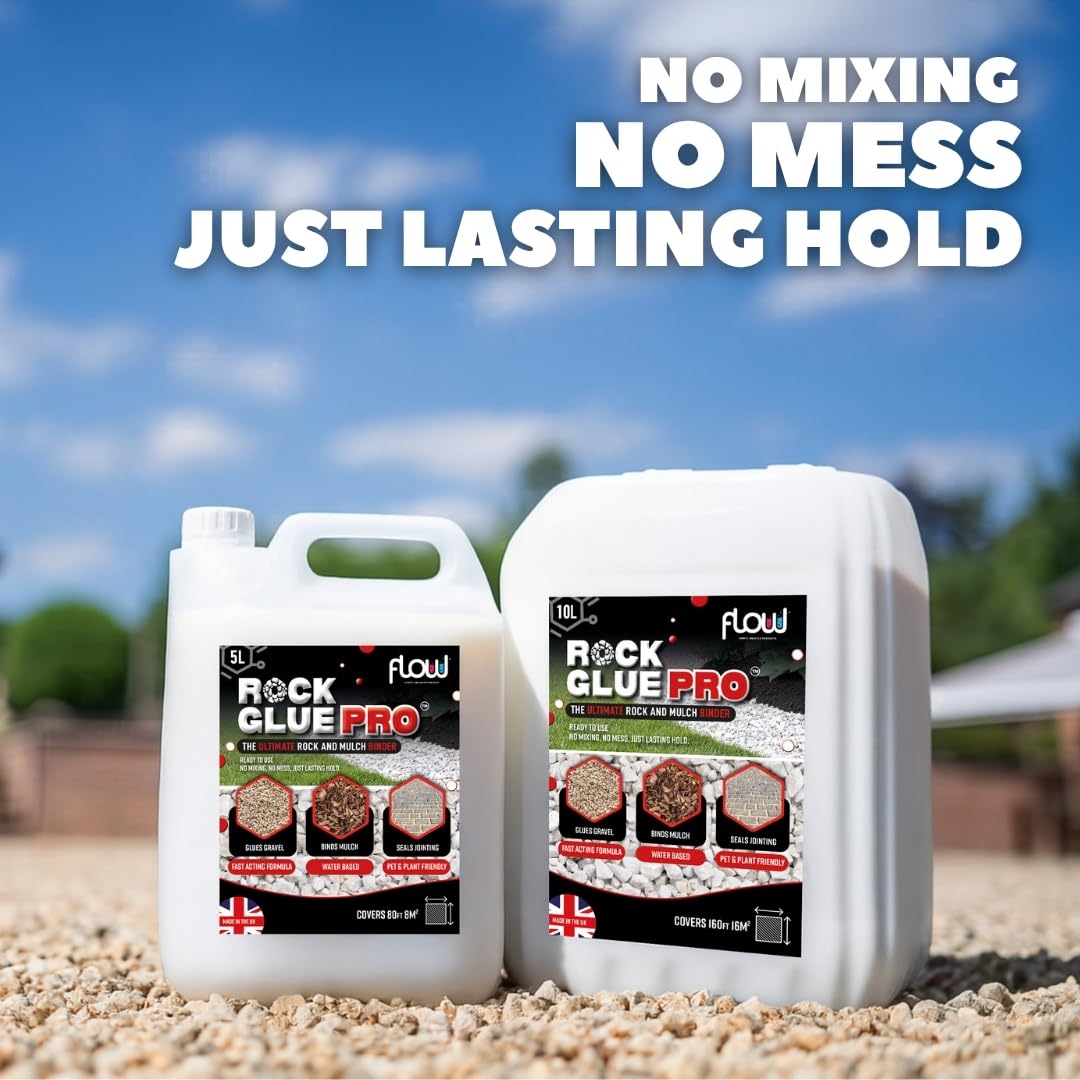 Rock Glue Pro – Heavy-Duty Water-Based Gravel Mulch Binder | For Driveways, Garden Paths | 2.5L