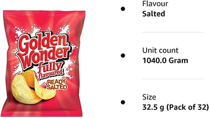 Golden Wonder Crisps Ready Salted Pack 32's