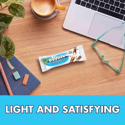 Bounty Crispy Rolls, Milk Chocolate, Coconut, Biscuit Snack bar, Single Pack 23.4 g (1 x 24 Bars)