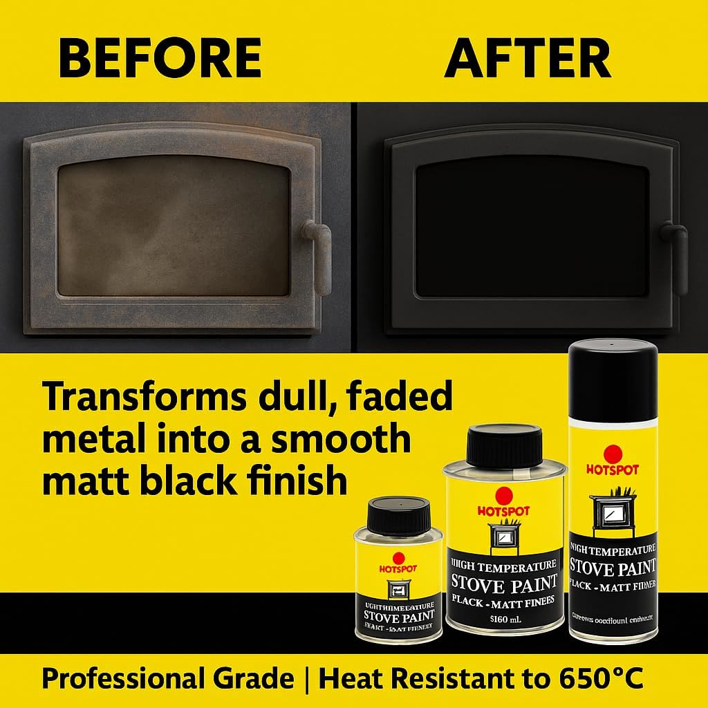 Hotspot Stove Paint Matt Black 3 x 250ml Aerosol | 3 Pack Bundle