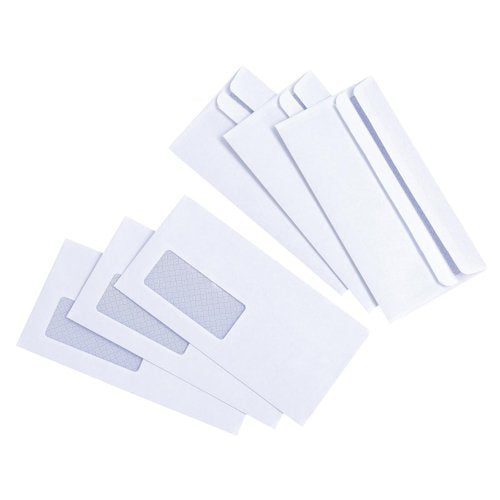 5 Star DL Window Wallet Envelope Press Seal 80gsm 110x220mm White (Pack of 1000) 638515