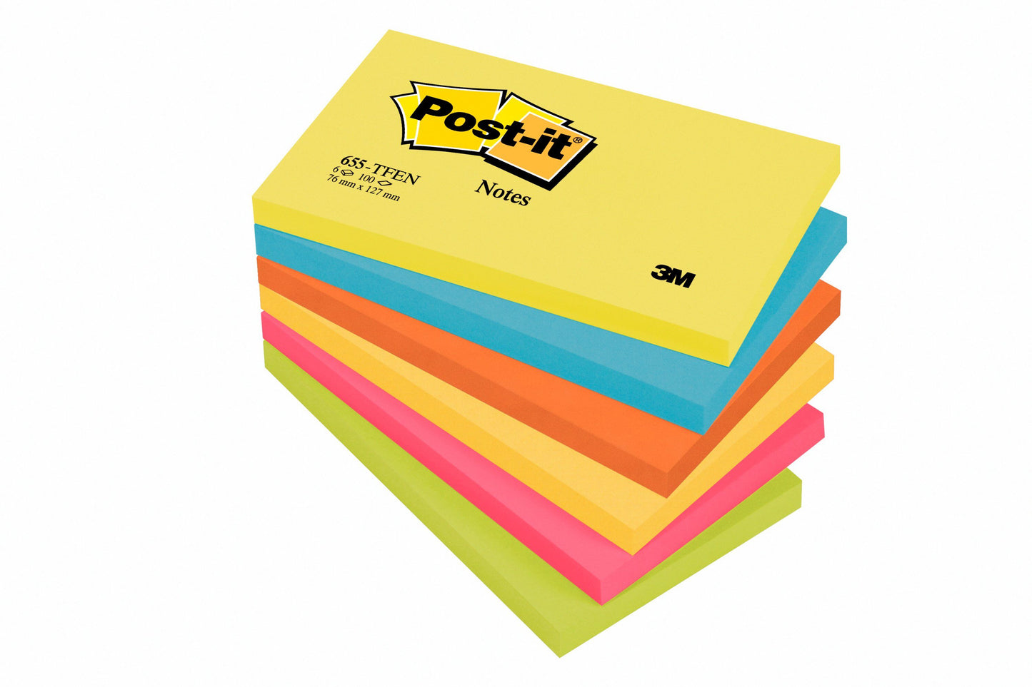 Post-it Notes 76x127mm 100 Sheets Energetic Colours (Pack 6) 655TF - 7100172314
