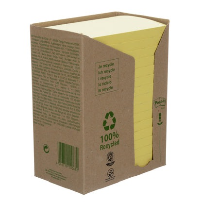 Post-it Recycled Notes 76 mm x 127 mm Canary Yellow (Pack 16) 7100172248