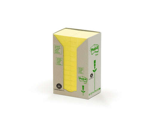 Post-it Recycled Notes 38 mm x 51 mm Canary Yellow (Pack 24) 7100172247