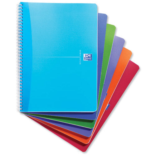 Oxford Office Notebook Twin Wirebound Plastic Ruled 180pp 90gsm A4 Bright Assorted Pack 5 Code N002932