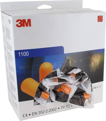 3M Disposable Earplugs Uncorded Orange (Pack of 200) 1100