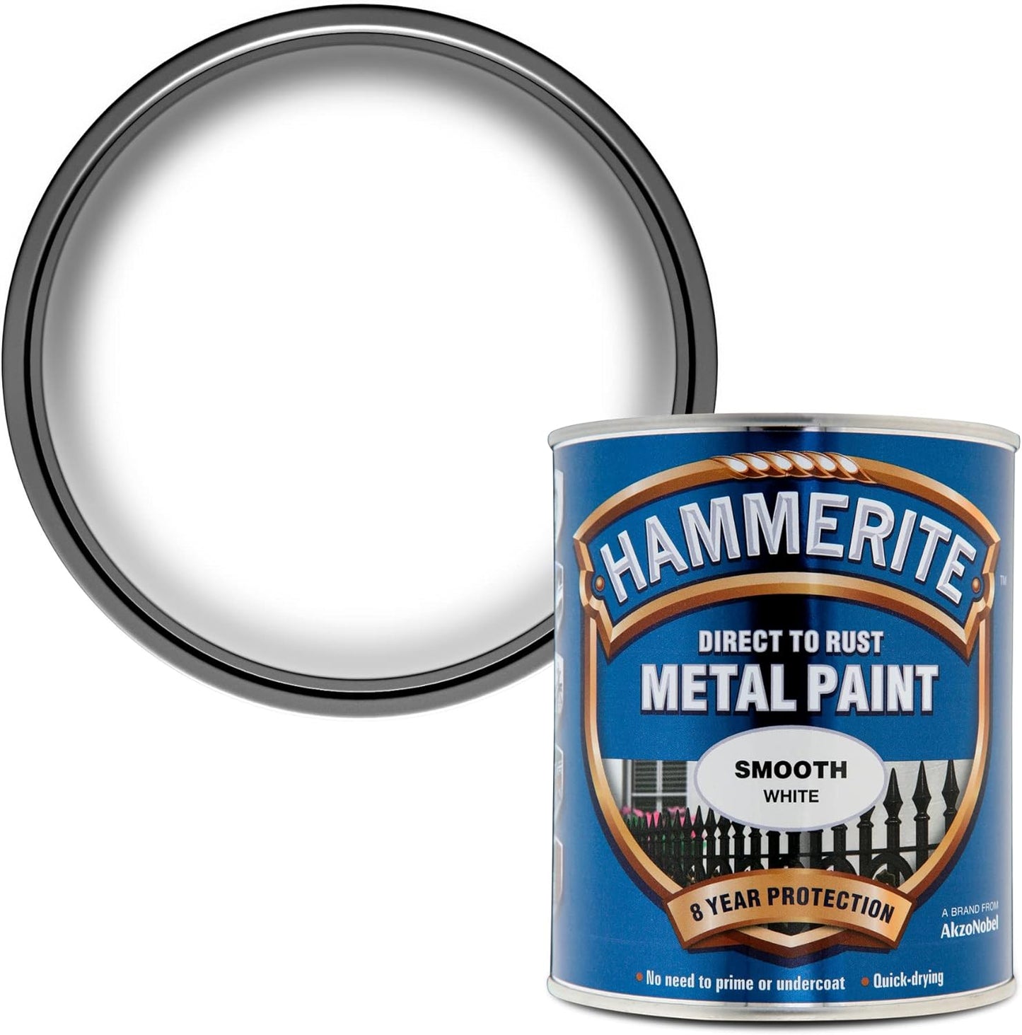 Hammerite Smooth Metal Paint | Interior or Exterior | White | 1 x 750ml