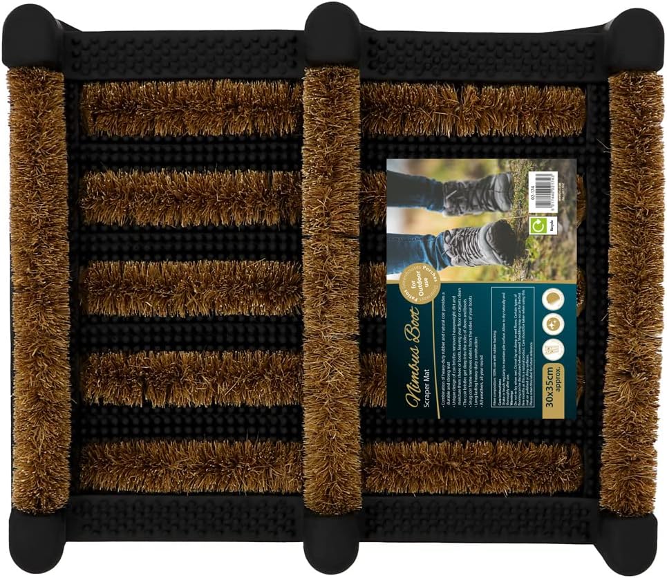 JVL Nimbus Rubber Coir Boot Scraper Mat, 30x35cm