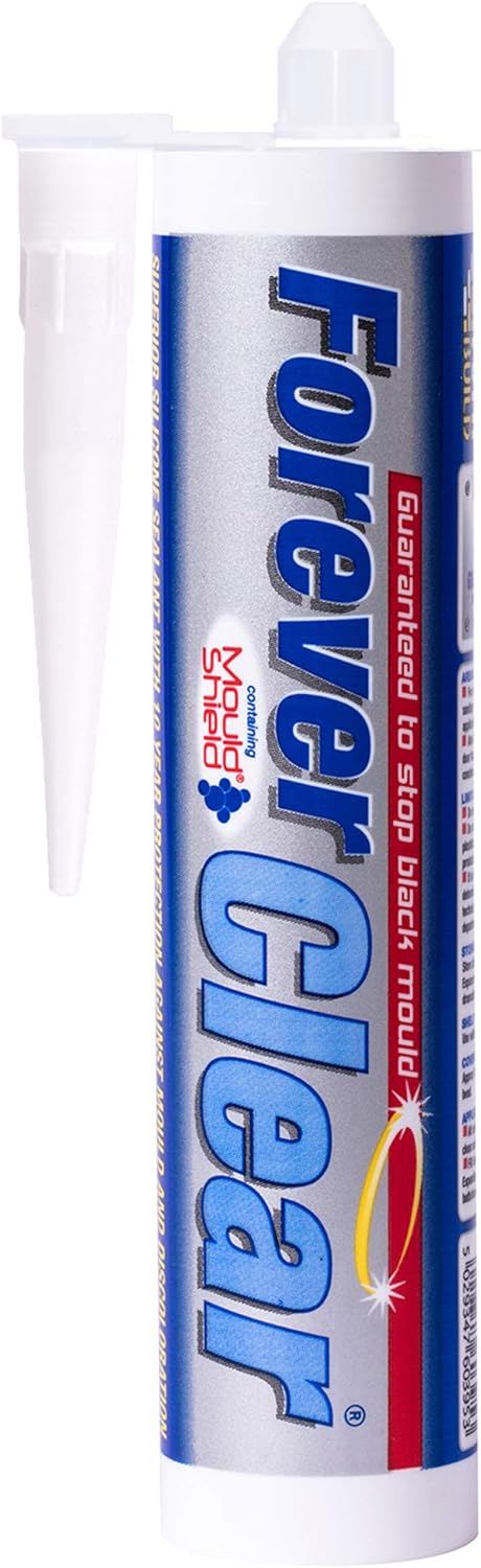 Everbuild Forever Clear Anti-Mould Silicone Sealant | Permanently Waterproof | Suitable for Internal And External Use | Clear | 2 x  295ml
