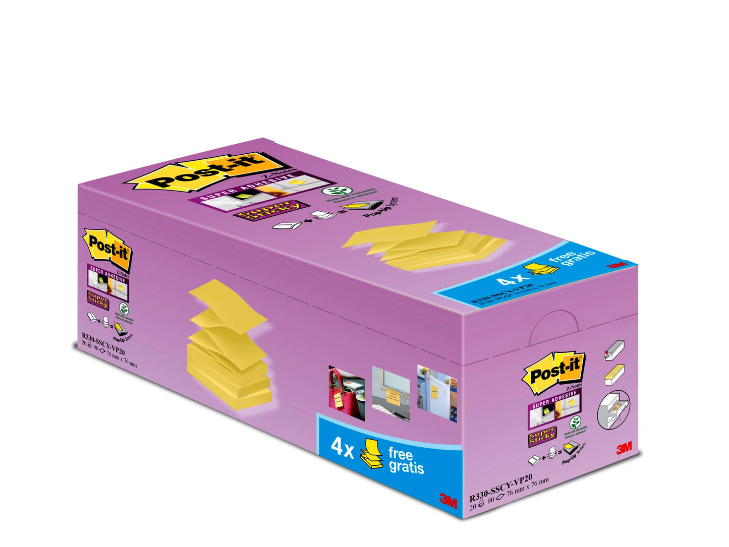 Post-it Super Sticky Z-Notes 76 mm x 76 mm Canary Yellow (Pack 16 + 4 FREE) 7100234211