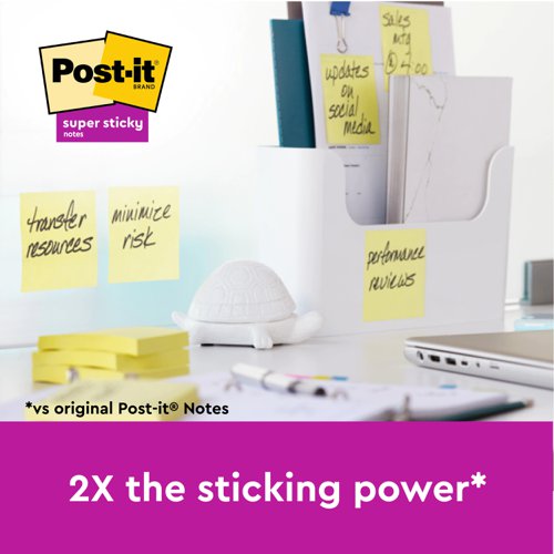 Post-it Super Sticky 76x127mm 90 Sheets Cardboard Packaging Canary Yellow (Pack of 12) 655-12SSCY-EU