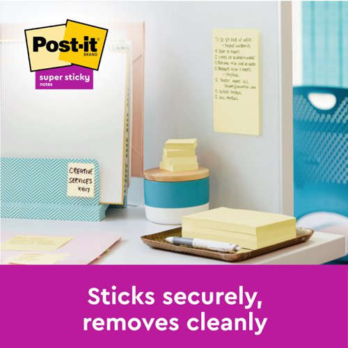 Post-it Super Sticky 76x127mm 90 Sheets Cardboard Packaging Canary Yellow (Pack of 12) 655-12SSCY-EU