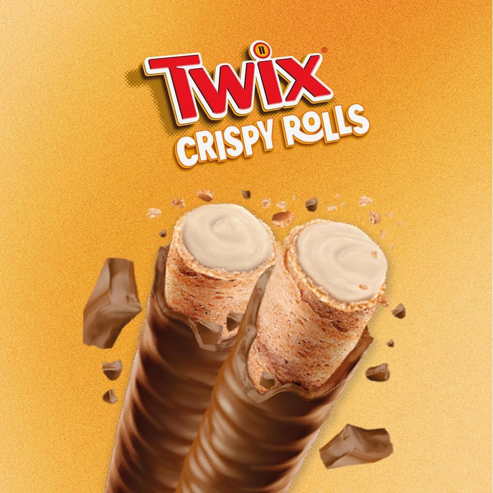 Twix Crispy Rolls, Milk Chocolate, Caramel & Biscuit Snack bar Single Pack 22.5g (24 Bars)