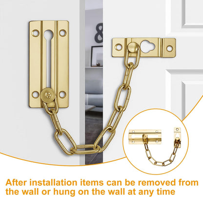 Door Chain Lock Heavy Duty Safety Chain Lock Polished Brass Sliding Bolt