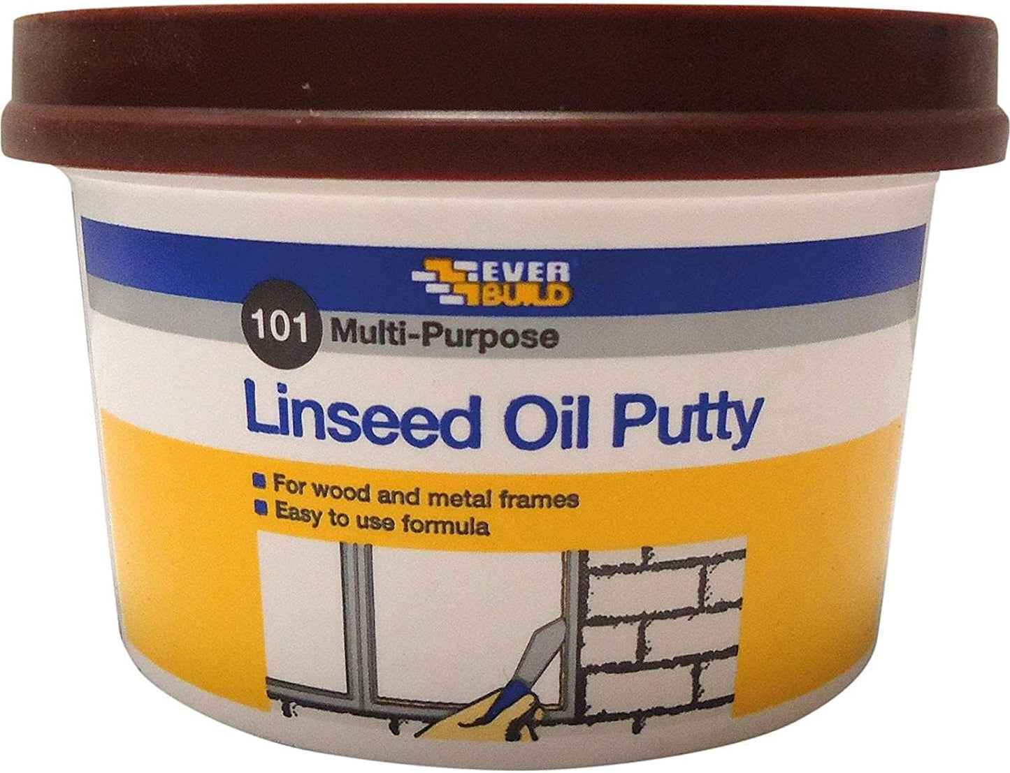 Everbuild 101 Multi-Purpose Linseed Oil Putty – Suitable For Single Pane Glass – Brown – 500 G