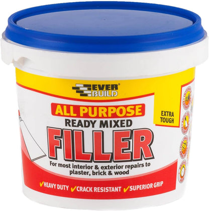 Everbuild All Purpose Ready Mixed Filler | Interior And Exterior Use | White | 3 x 1Kg Tub Bundle