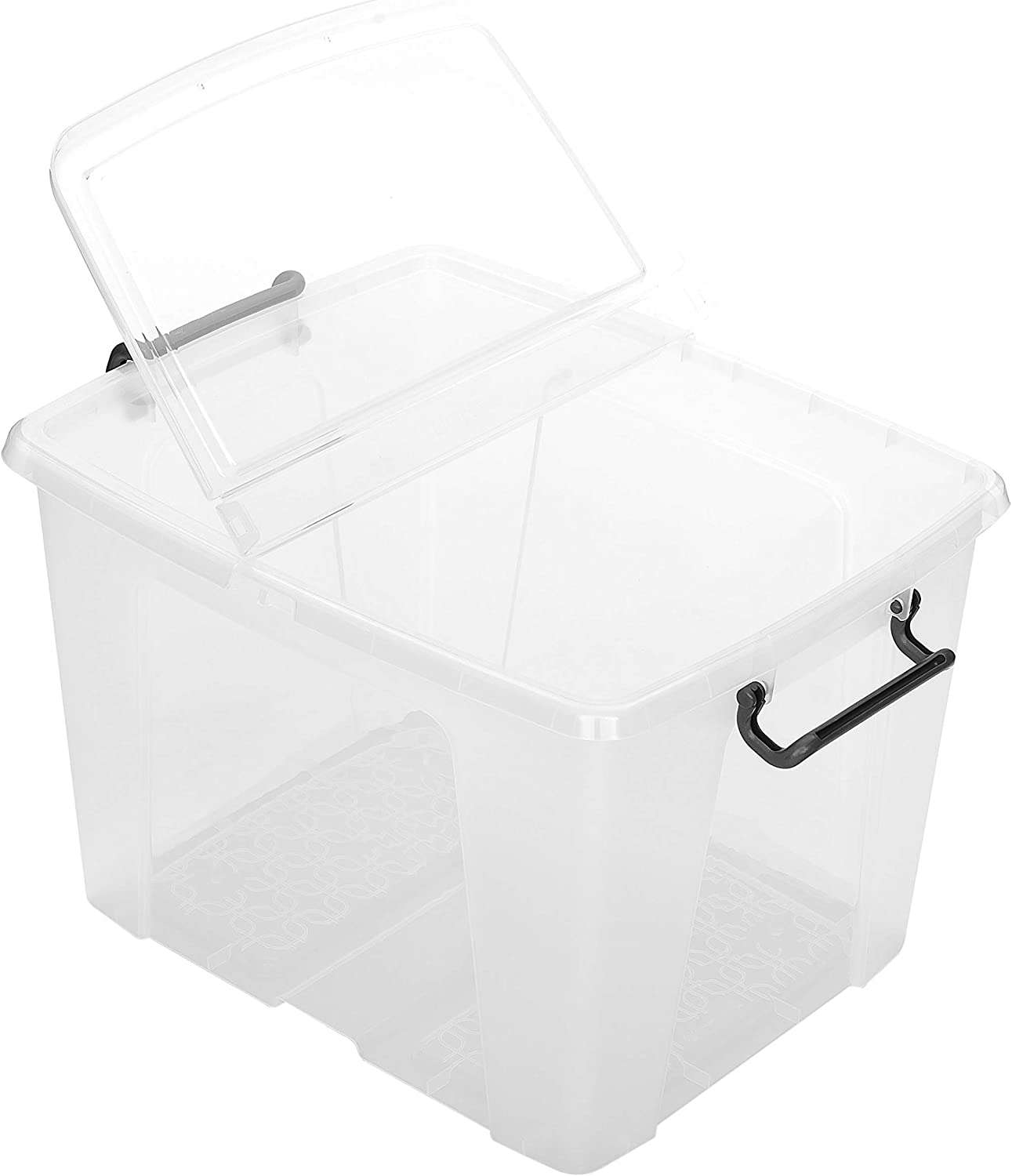 Strata Smart Box Clip-On Folding Lid Carry Handles 40 Litre Clear Ref HW674CLR AQ03954 - UK BUSINESS SUPPLIES