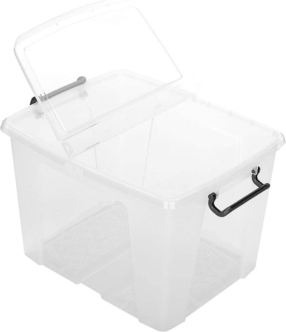 Strata Smart Box Clip-On Folding Lid Carry Handles 40 Litre Clear Ref HW674CLR AQ03954 - UK BUSINESS SUPPLIES
