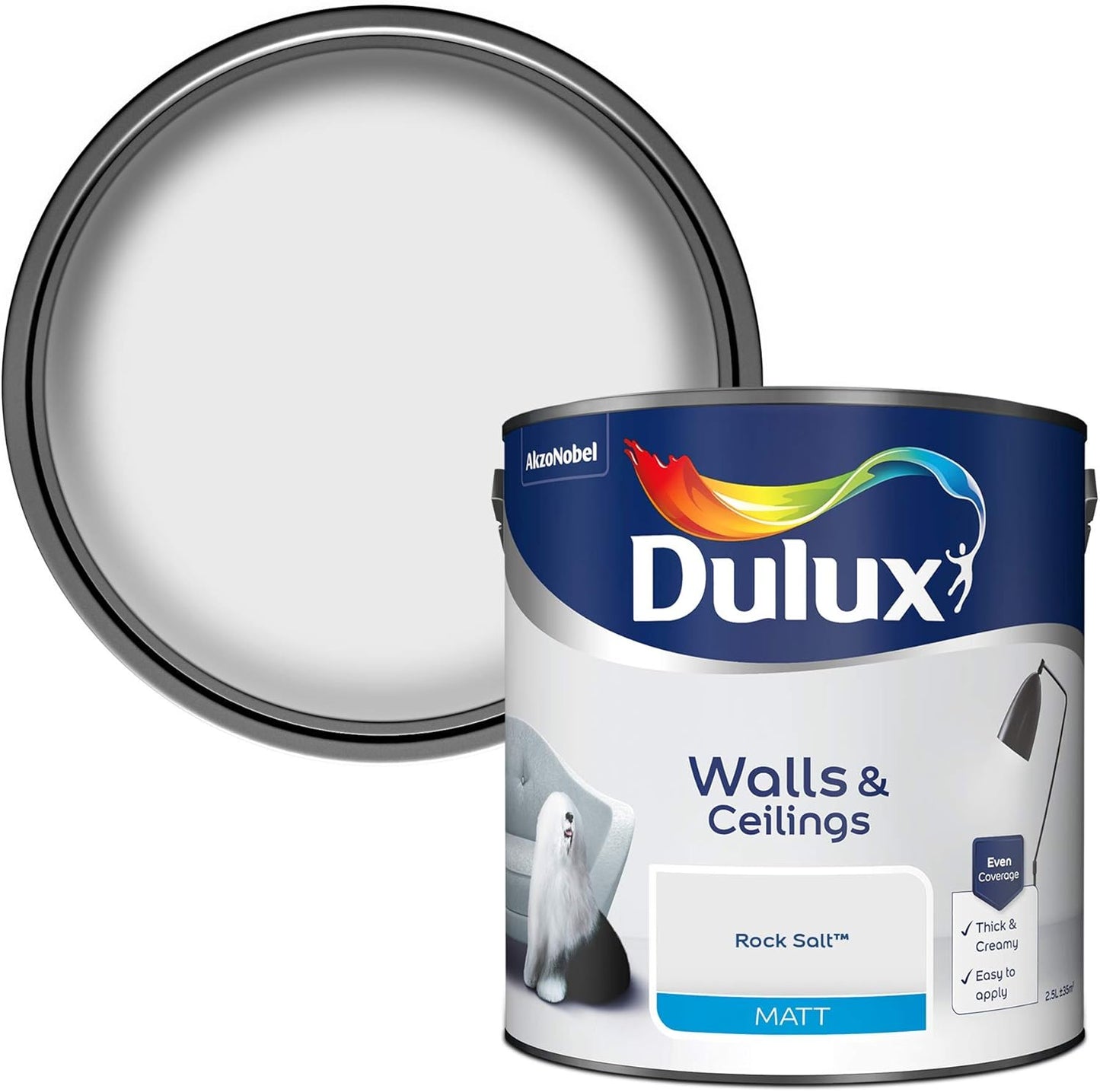 Dulux Matt Emulsion Paint For Walls And Ceilings - Rock Salt 2.5L