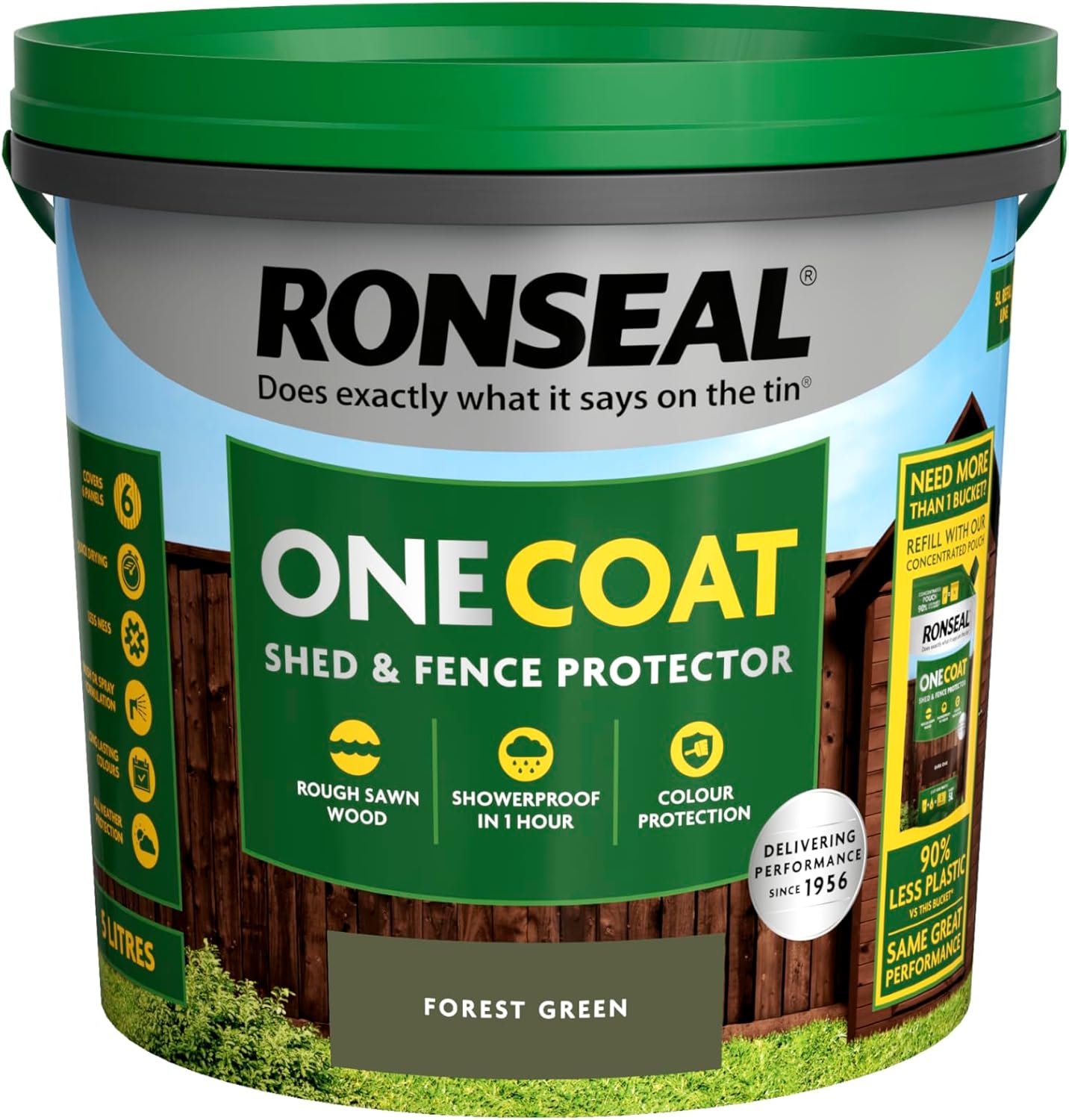 Ronseal One Coat Shed and Fence Protector Forest Green 5 litres