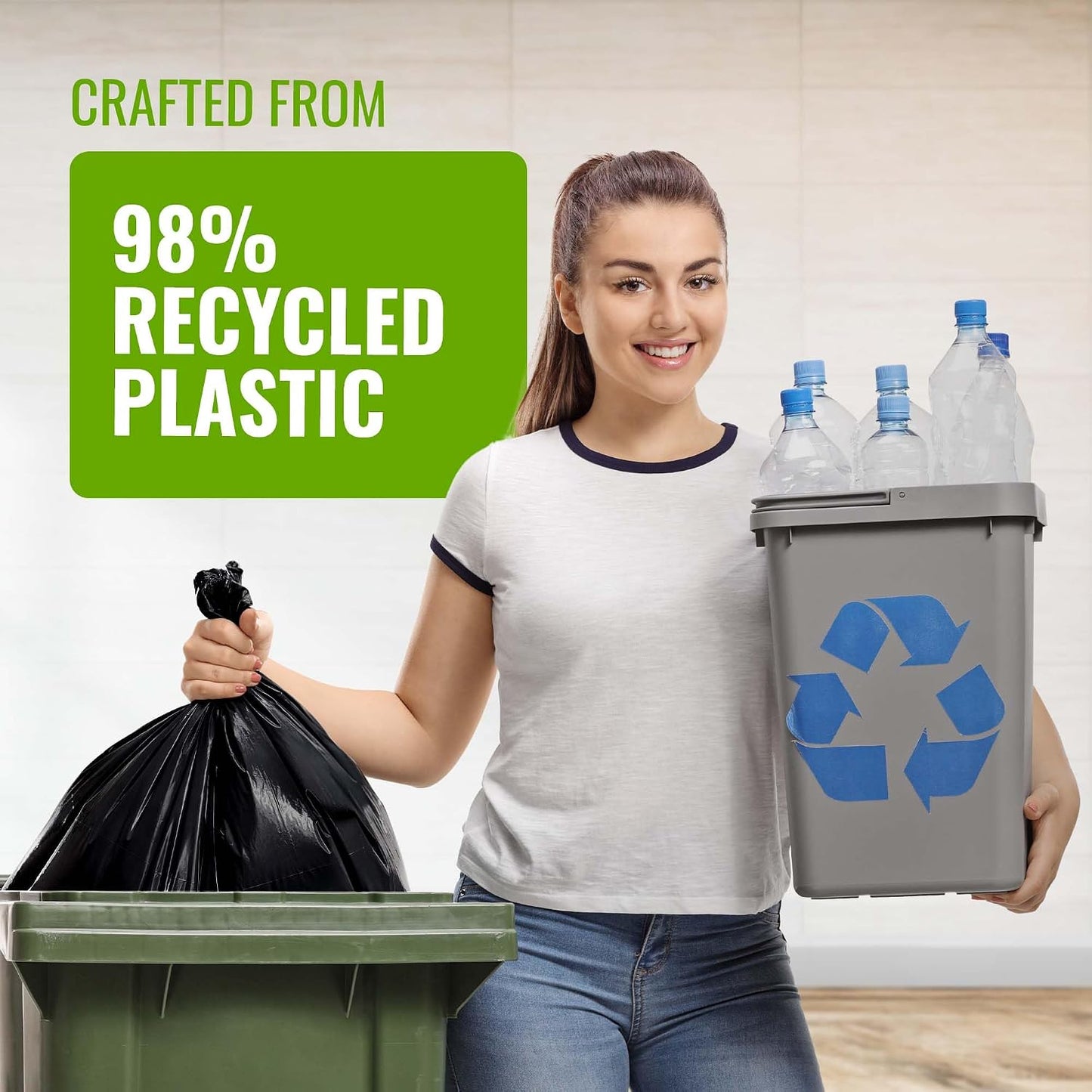 EcoBag 75L Super Strong Refuse Sacks, Heavy Duty Bin Bags | 1 x 40 Roll