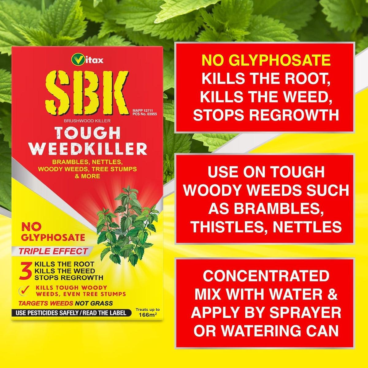 Vitax Sbk Tough Weedkiller 500Ml. Kills The Roots. No Glyphosate.