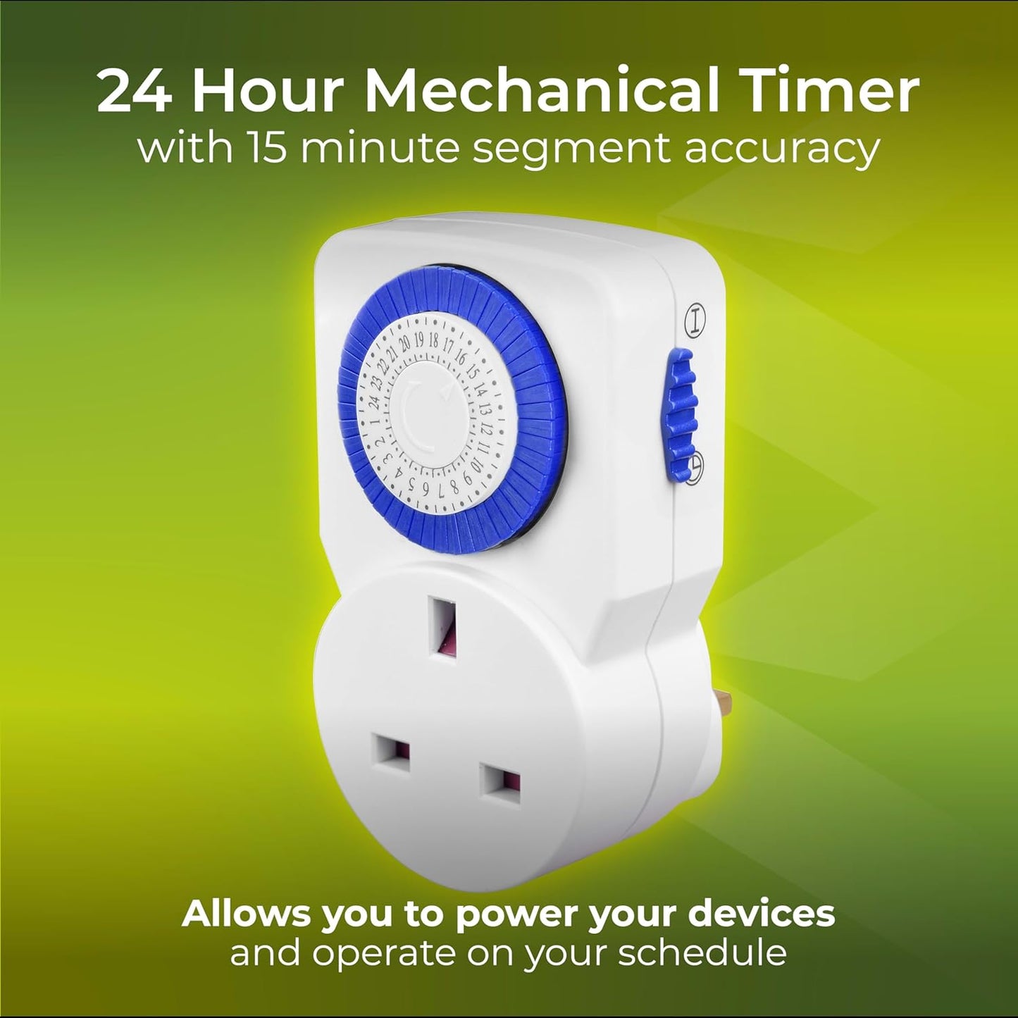 Masterplug Tms24-Mp Energy Saving Daily Mechanical Segment Timer Plug, White | 3 Pack