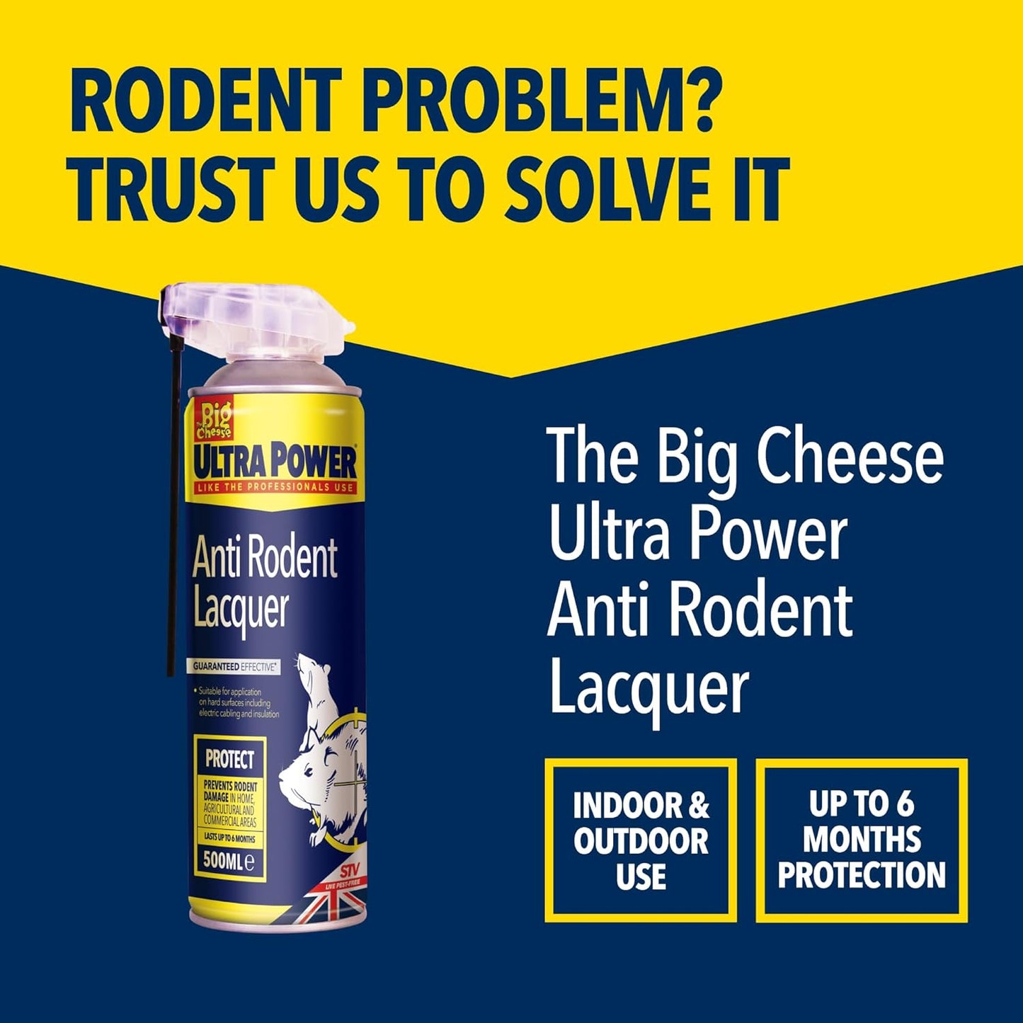 The Big Cheese Ultra Power | Anti Rodent Lacquer |Dual Action Aerosol | 1 x 500ml