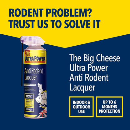 The Big Cheese Ultra Power | Anti Rodent Lacquer |Dual Action Aerosol | 1 x 500ml