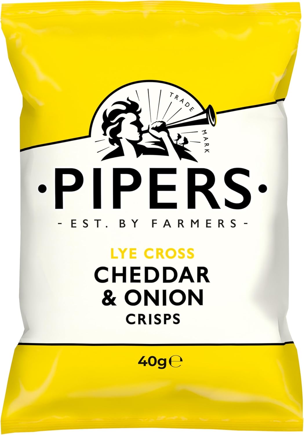 Pipers Gluten-Free Lye Cross Cheddar & Onion Vegetarian Crisps Multi-Pack | 24 x 40g