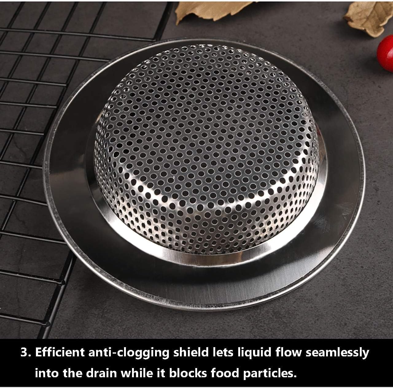Tala Stainless Steel Kitchen Sink Strainer, Standard Sink Drain Protector Hair Catcher