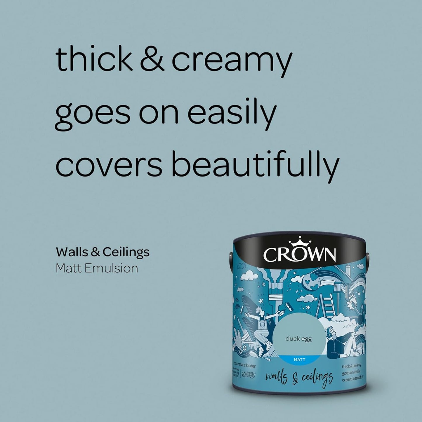 Crown Breatheasy Matt Emulsion - Duck Egg 5L