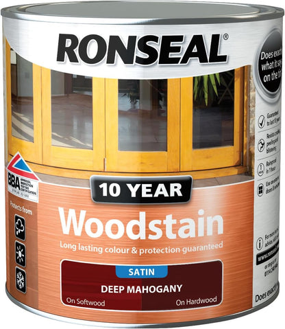 Ronseal 10 Year Woodstain | Deep Mahogany | 2.5 litre