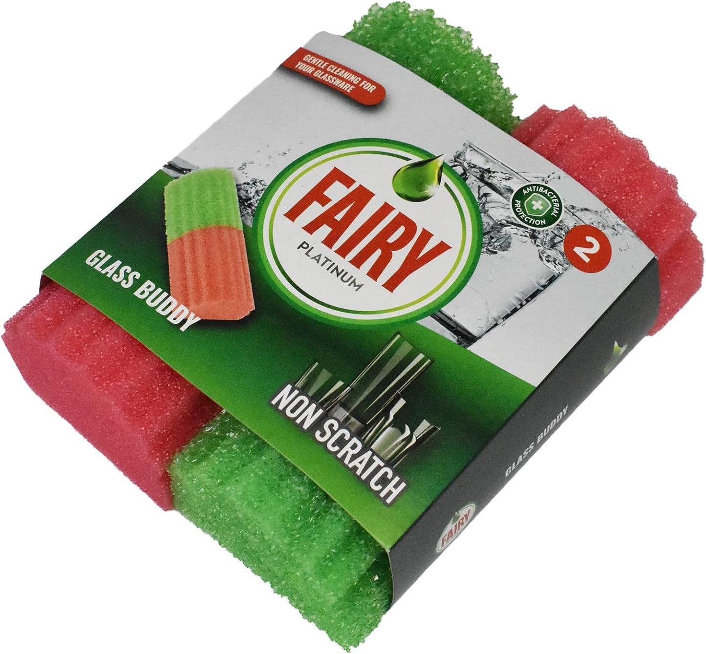 Fairy Platinum Non Scratch Glassware Cup Clean  Pack Of 2  | 3 x 2 Pack Bundle