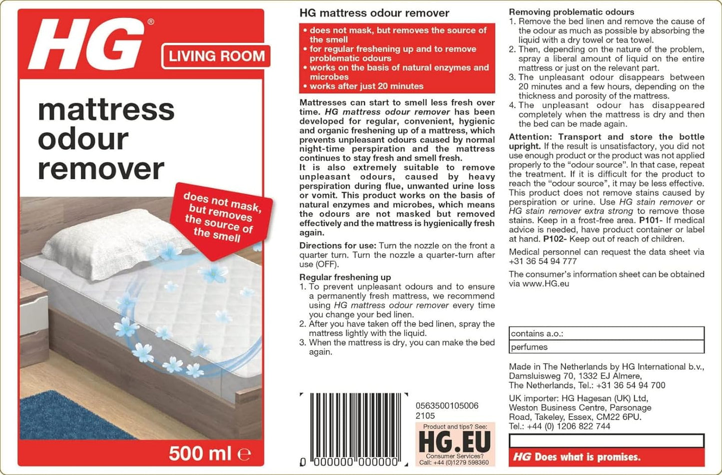HG Mattress Odour Remover, Freshener & Stale Smell Remover 500ml