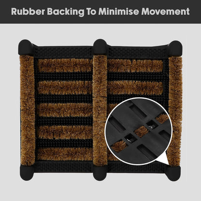 JVL Nimbus Rubber Coir Boot Scraper Mat, 30x35cm