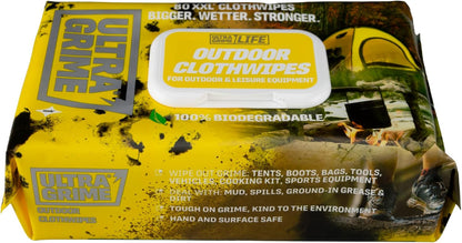 UltraGrime Outdoor XXL Biodegradable Wipes 80 Thick Wipes - Multi Purpose