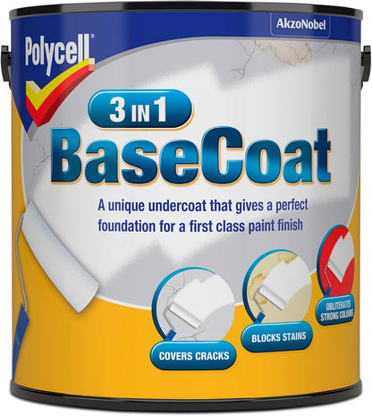 Polycell 3 in 1 Basecoat Undercoat | Covers Cracks & Stains | 2.5 Litre