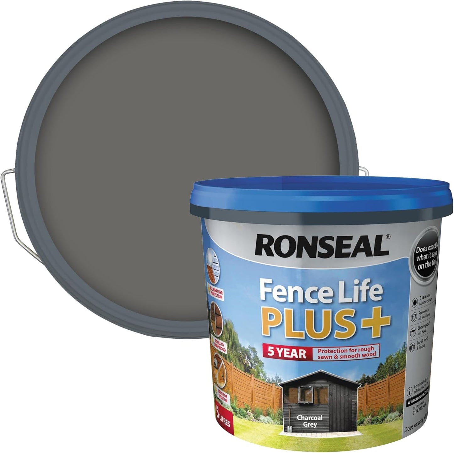 Ronseal Fence Life Plus+ Charcoal Grey 5 Litre.
