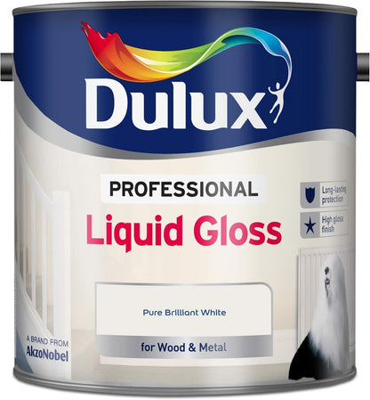 Dulux Professional Liquid Gloss Paint For Wood And Metal - Pure Brilliant White 2.5L