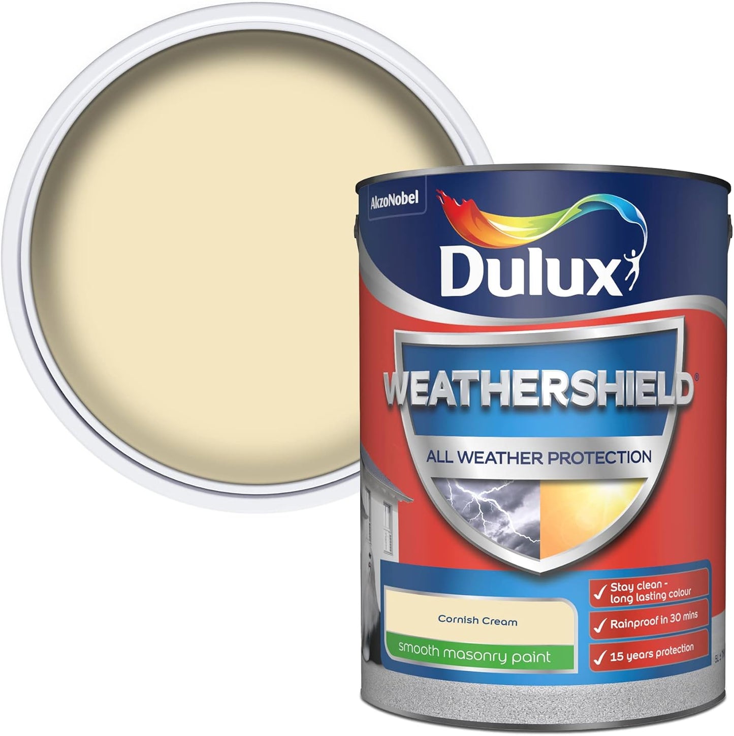 Dulux Weathershield Smooth Masonry Paint - Cornish Cream - 5L