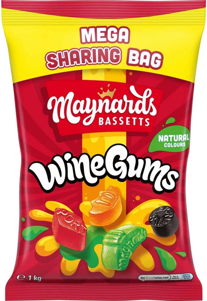 Maynards Bassetts Wine Gums, Mega Sharing Bag | 3 x 1kg Bundle